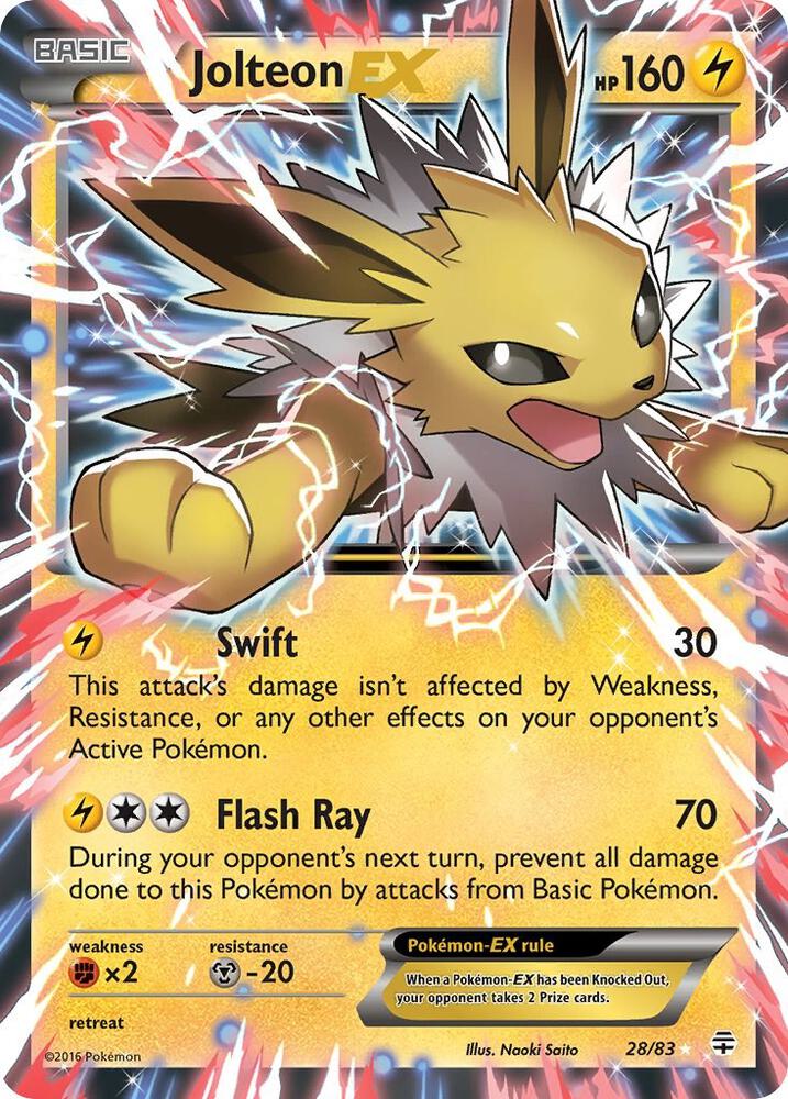 Jolteon-EX - 28/83 - Rare Holo EX (Inglés Foil NM)