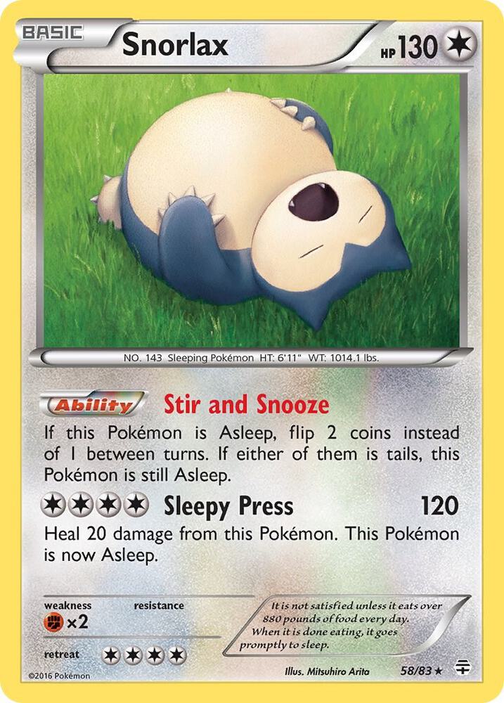 Snorlax - 58/83 - Rare (Inglés Reverse Holo NM)