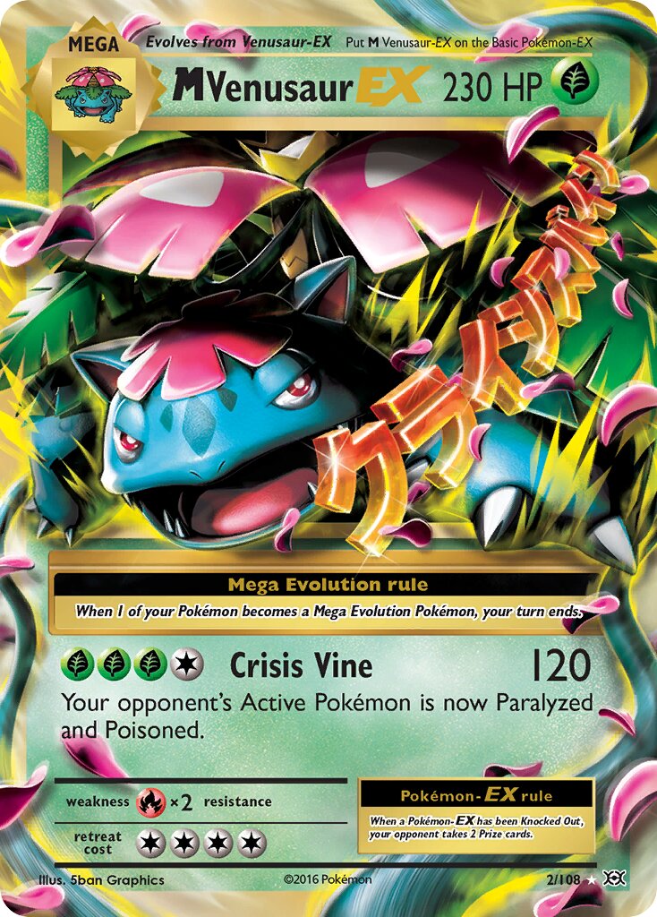 M Venusaur-EX - 2/108 - Rare Holo EX (Inglés Foil NM)