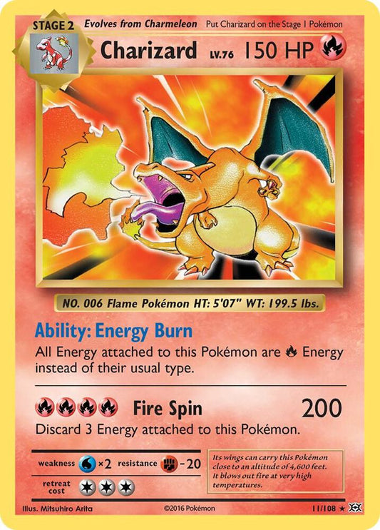 Charizard - 11/108 - Rare Holo (Inglés Reverse Holo NM)