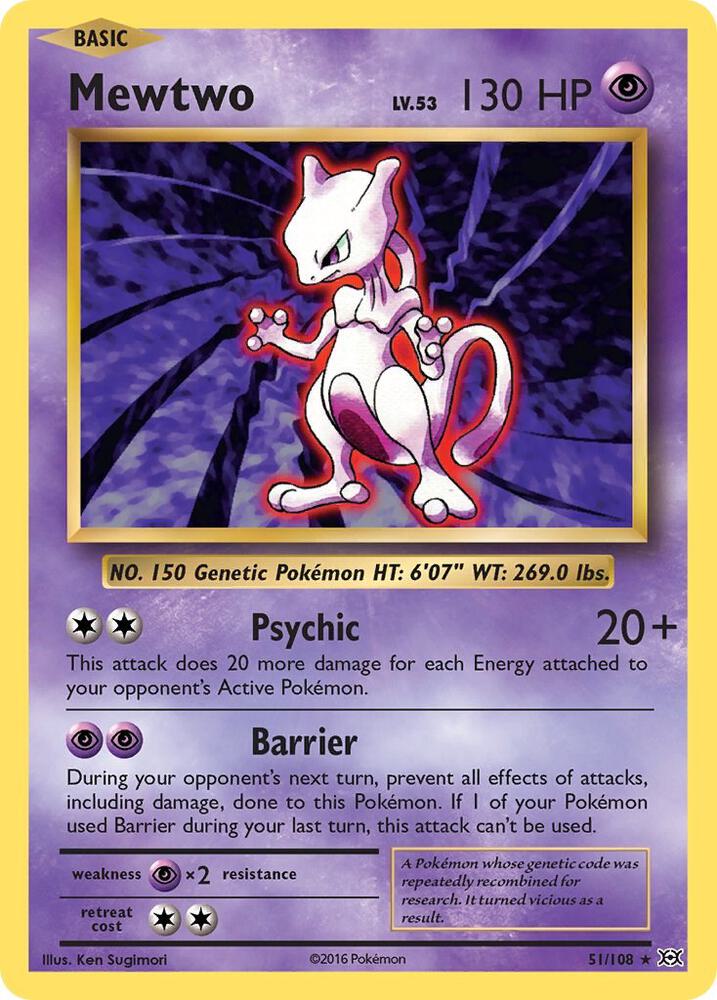 Mewtwo - 51/108 - Rare (Inglés Reverse Holo NM)
