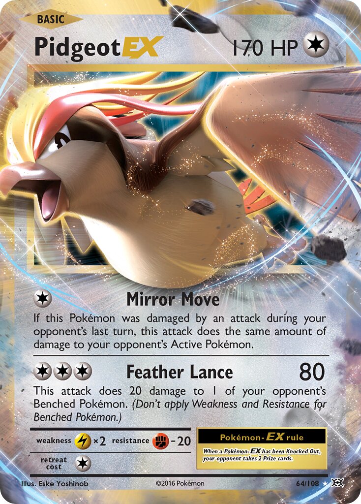 Pidgeot-EX - 64/108 - Rare Holo EX (Inglés Foil LP)