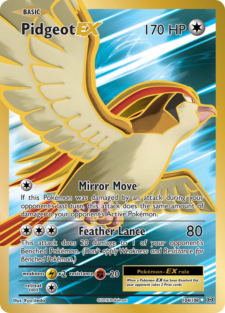 Pidgeot-EX - 104/108 - Rare Ultra (Inglés Foil DMG)
