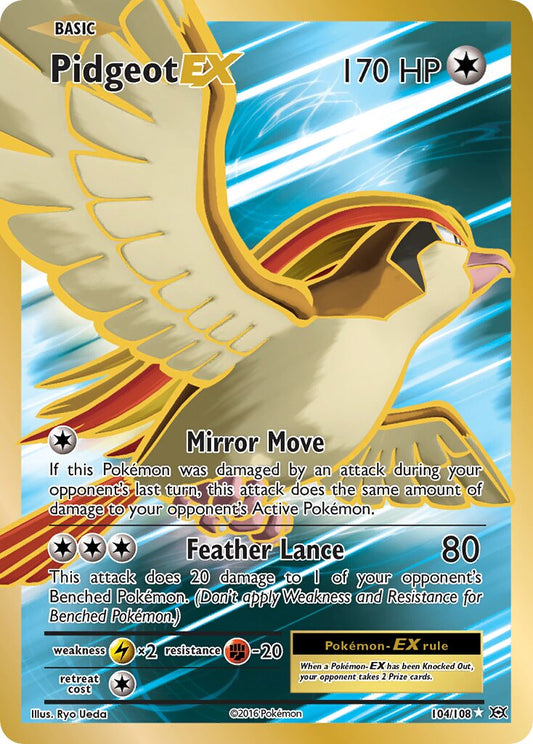 Pidgeot-EX - 104/108 - Rare Ultra (Inglés Foil DMG)