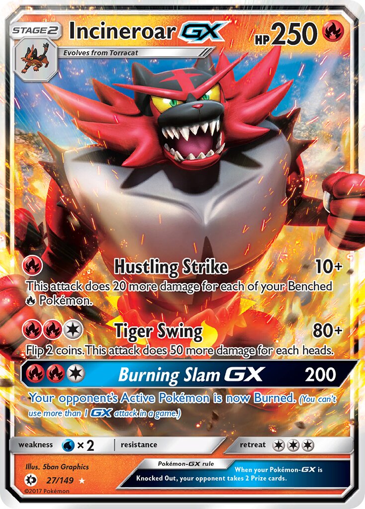 Incineroar-GX - 27/149 - Rare Holo GX (Inglés Foil LP)
