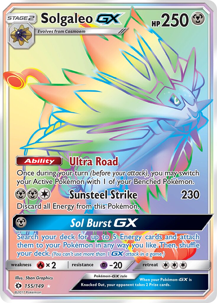 Solgaleo-GX - 155/149 - Rare Rainbow (Inglés Foil NM)