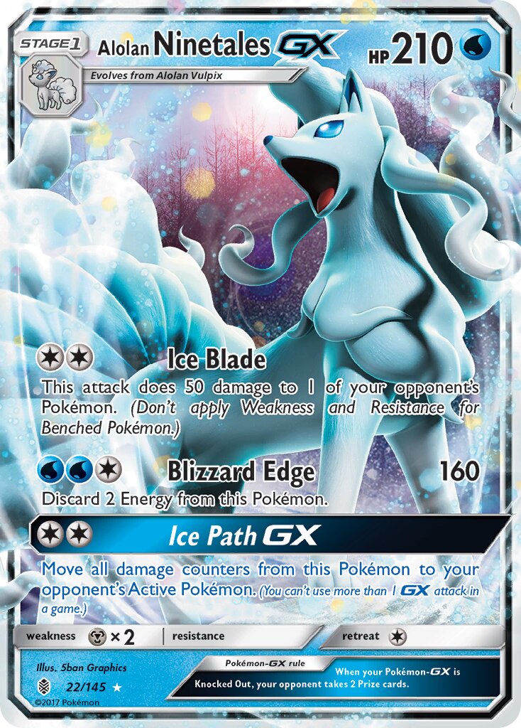 Alolan Ninetales-GX - 22/145 - Rare Holo GX (Español Foil LP)
