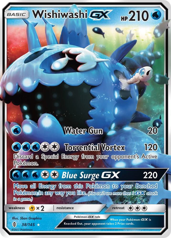 Wishiwashi-GX - 38/145 - Rare Holo GX (Inglés Foil NM)