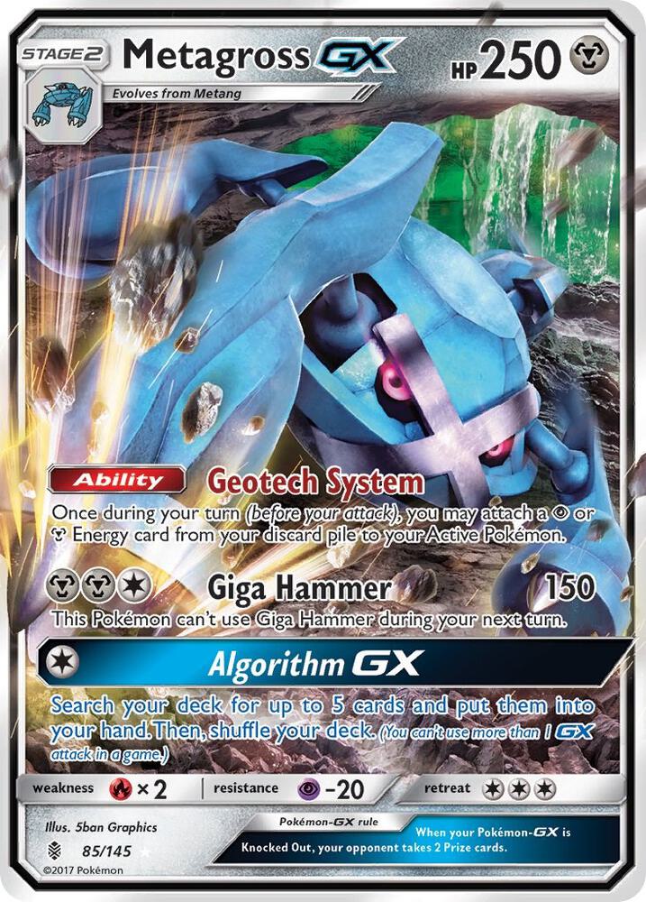 Metagross-GX - 85/145 - Rare Holo GX (Inglés Foil NM)