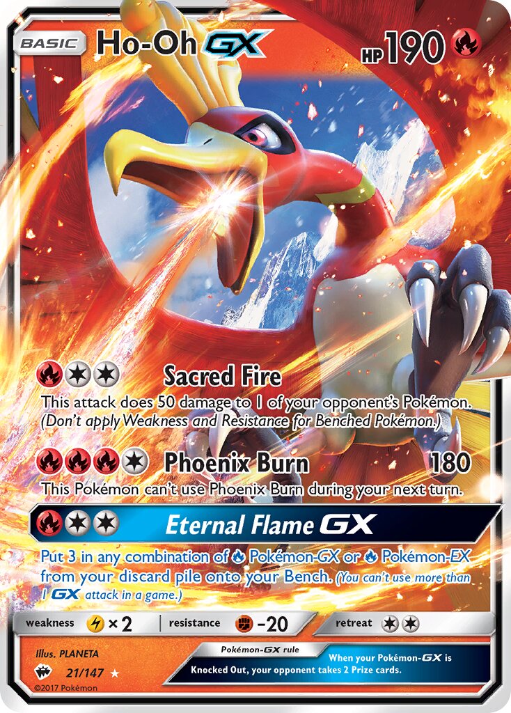 Ho-Oh-GX - 21/147 - Rare Holo GX (Inglés Foil NM)