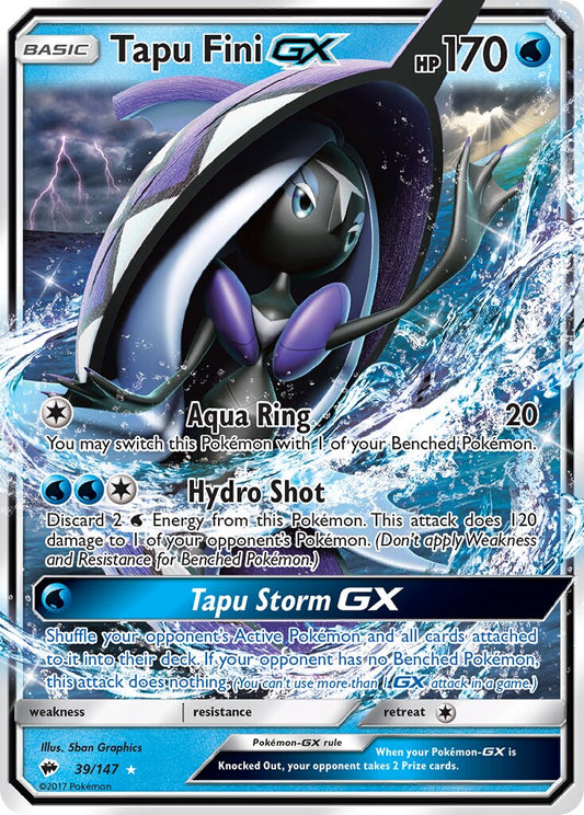 Tapu Fini-GX - 39/147 - Rare Holo GX (Inglés Foil NM)