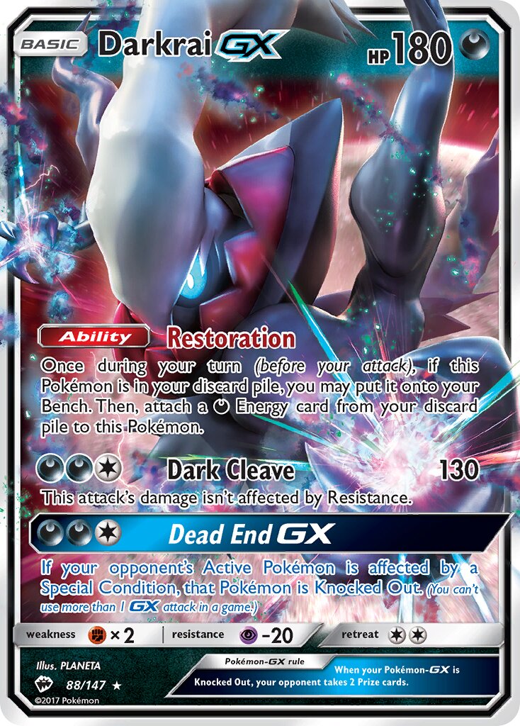 Darkrai-GX - 88/147 - Rare Holo GX (Inglés Foil NM)