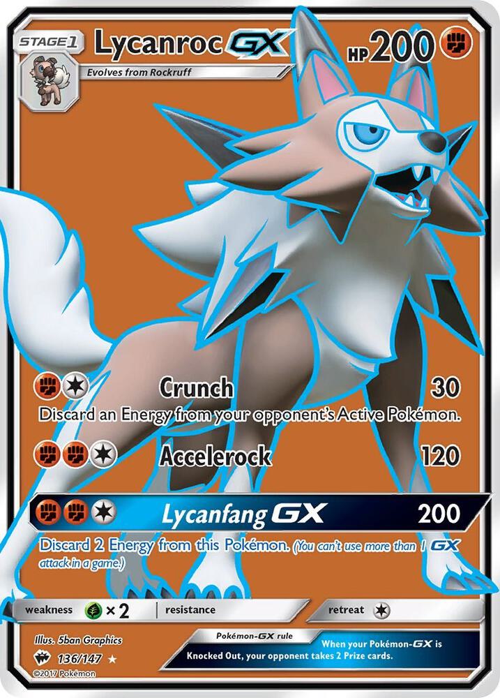 Lycanroc-GX - 136/147 - Rare Ultra (Inglés Foil NM)