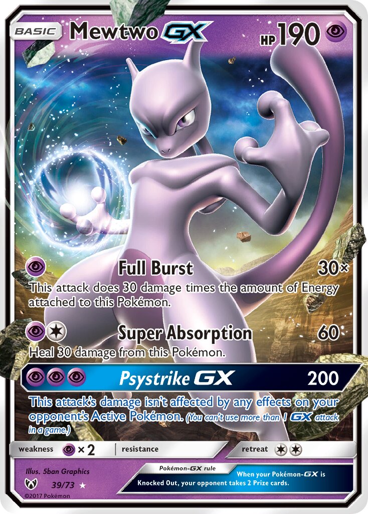 Mewtwo-GX - 39/73 - Rare Holo GX (Inglés Foil LP)