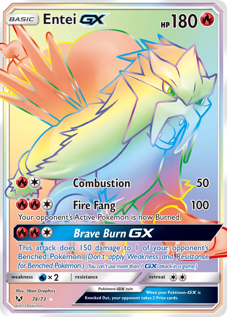 Entei-GX - 74/73 - Rare Rainbow (Inglés Foil NM)