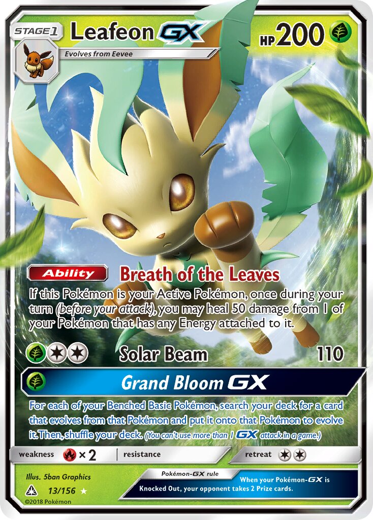 Leafeon-GX - 13/156 - Rare Holo GX (Inglés Foil LP)