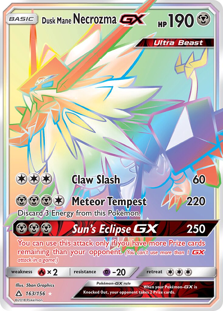 Dusk Mane Necrozma-GX - 163/156 - Rare Rainbow (Inglés Foil LP)