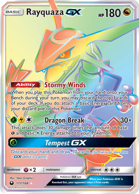 Rayquaza-GX - 177/168 - Rare Rainbow (Inglés Foil NM)