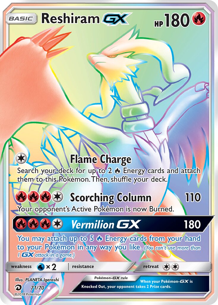 Reshiram-GX - 71/70 - Rare Rainbow (Inglés Foil NM)