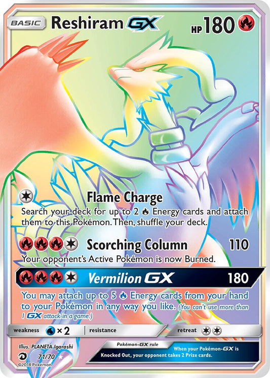 Reshiram-GX - 71/70 - Rare Rainbow (Inglés Foil NM)