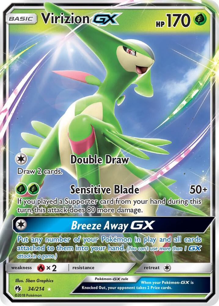 Virizion-GX - 34/214 - Rare Holo GX (Inglés Foil NM)