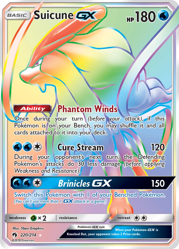 Suicune-GX - 220/214 - Rare Rainbow (Inglés Foil NM)