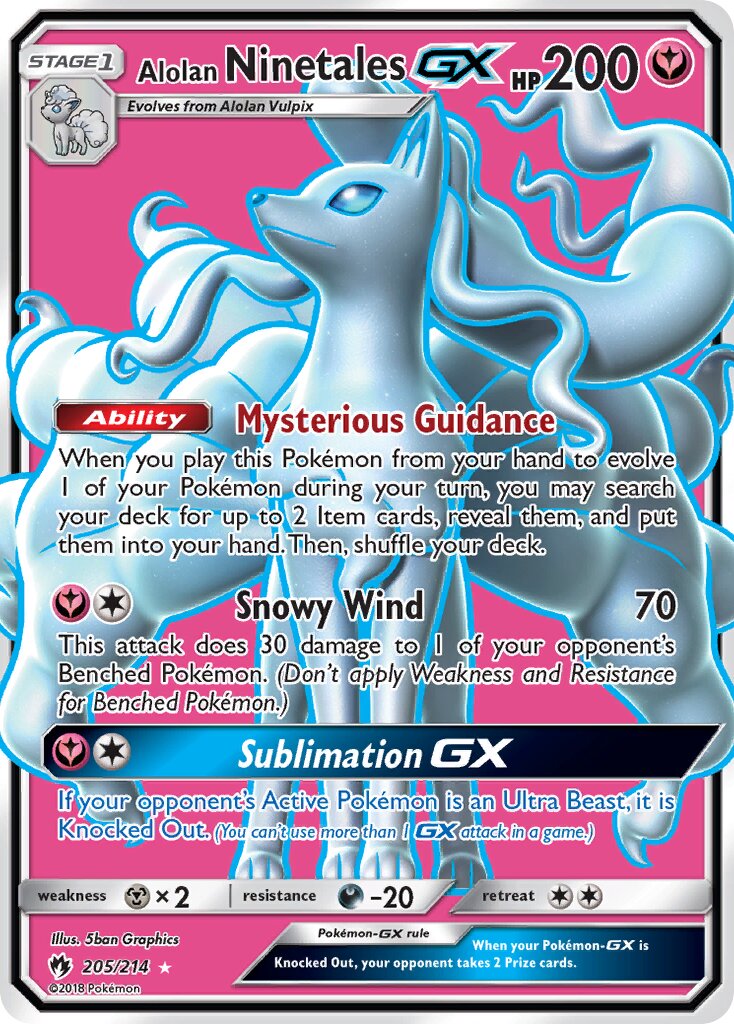 Alolan Ninetales-GX - 205/214 - Rare Ultra (Inglés Foil NM)