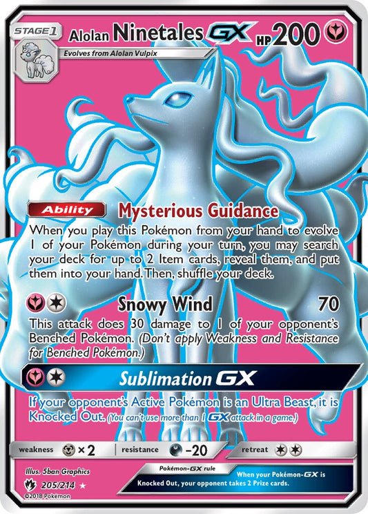 Alolan Ninetales-GX - 205/214 - Rare Ultra (Inglés Foil NM)