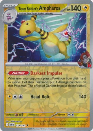 Team Rocket's Ampharos - 074/182 - Uncommon Reverse Holo (Español)