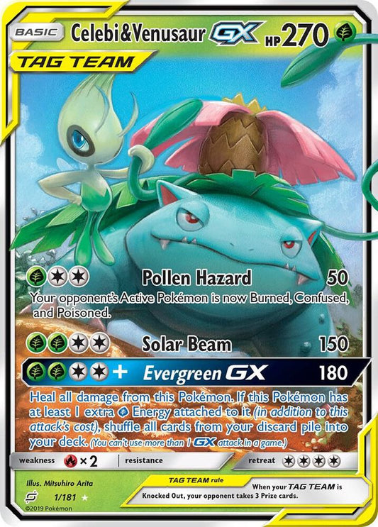 Celebi & Venusaur-GX - 1/181 - Rare Holo GX (Inglés Foil NM)