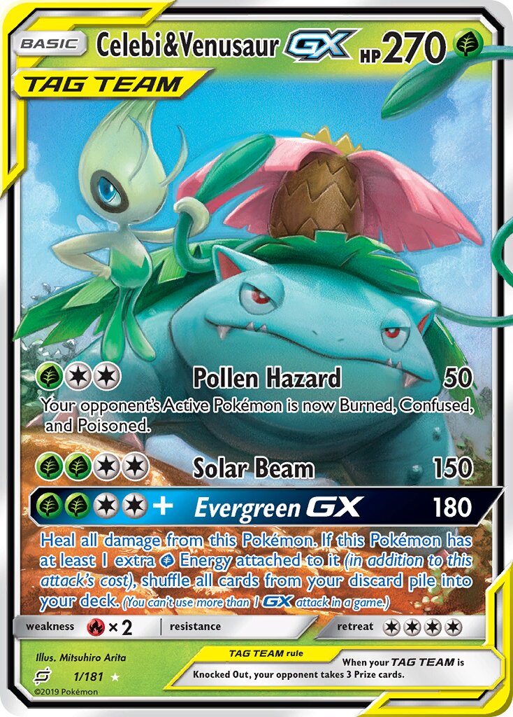 Celebi & Venusaur-GX - 1/181 - Rare Holo GX (Inglés Foil LP)