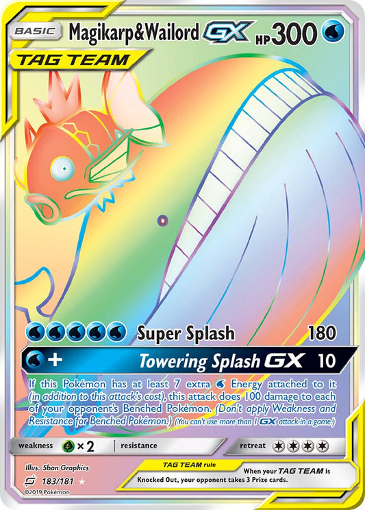 Magikarp & Wailord-GX - 183/181 - Rare Rainbow (Inglés Foil DMG)