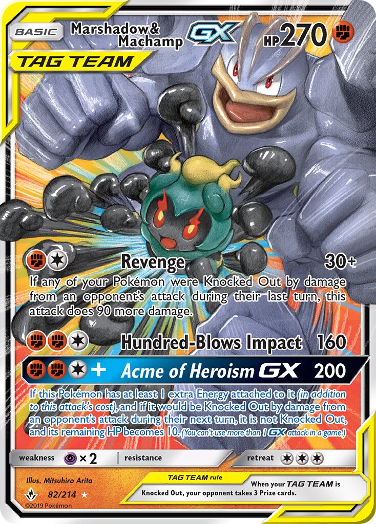 Marshadow & Machamp-GX - 82/214 - Rare Holo GX (Inglés Foil NM)