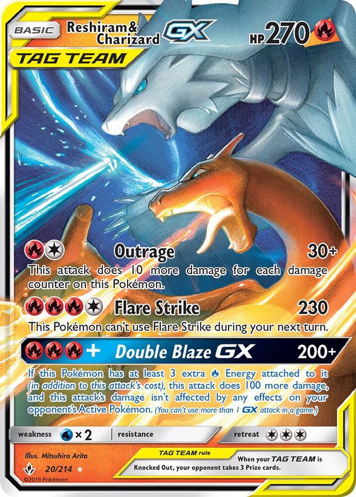 Reshiram & Charizard-GX - 20/214 - Rare Holo GX (Inglés Foil NM)