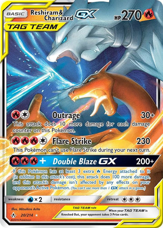 Reshiram & Charizard-GX - 20/214 - Rare Holo GX (Inglés Foil NM)