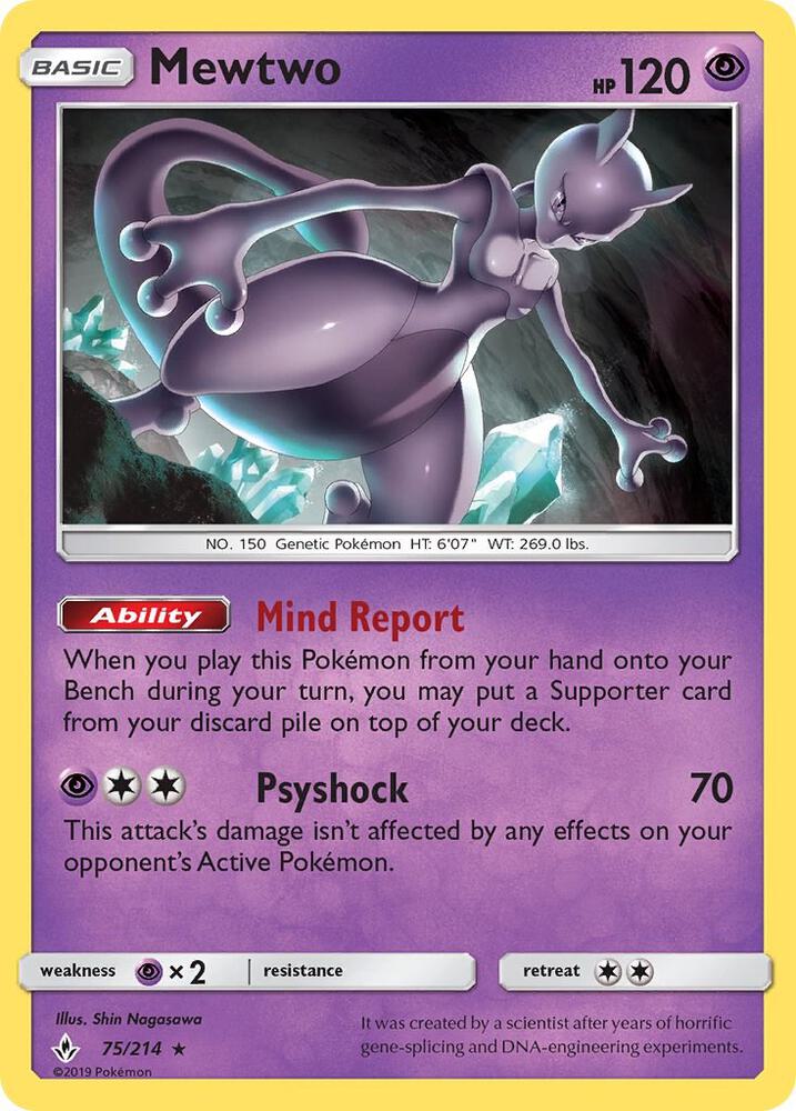 Mewtwo - 75/214 - Rare (Inglés Reverse Holo NM)