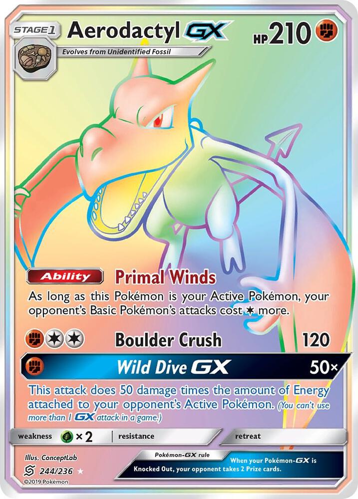 Aerodactyl-GX - 244/236 - Rare Rainbow (Inglés Foil NM)