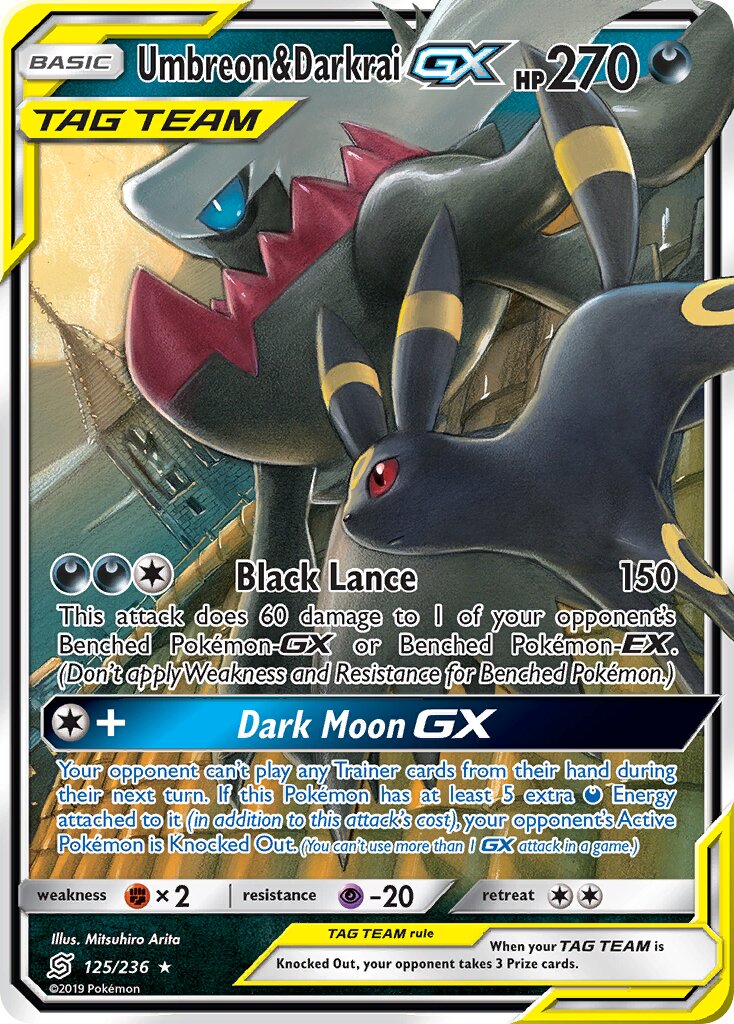 Umbreon & Darkrai-GX - 125/236 - Rare Holo GX (Inglés Foil NM)