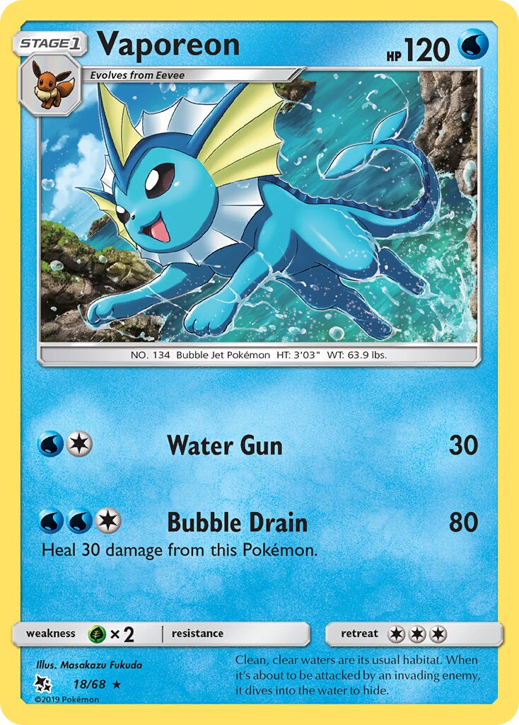 Vaporeon - 18/68 - Rare Holo (Inglés Foil LP)