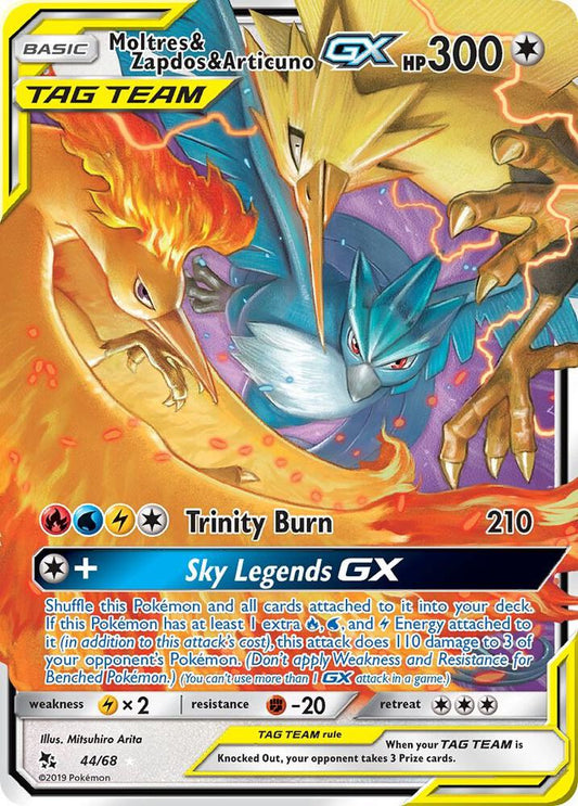 Moltres & Zapdos & Articuno-GX - 44/68 - Rare Holo GX (Español Foil NM)