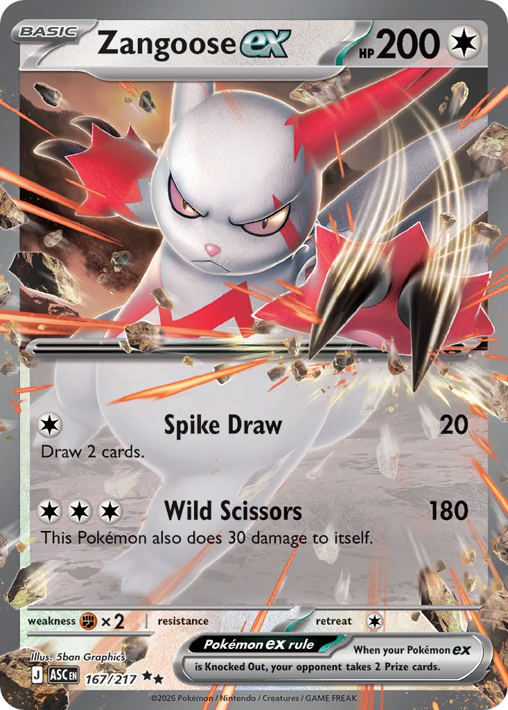 Zangoose ex - 167/217 - Double Rare (Español)