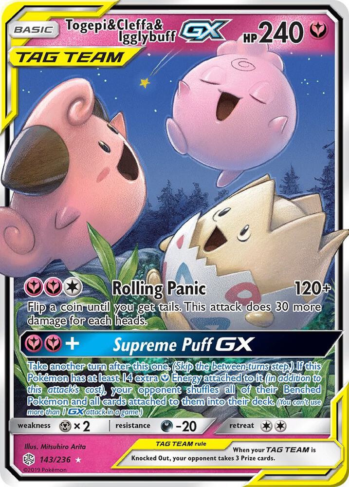 Togepi & Cleffa & Igglybuff-GX - 143/236 - Rare Holo GX (Inglés Foil NM)