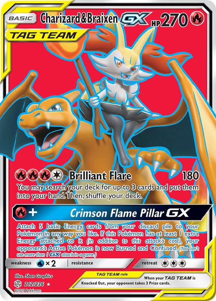 Charizard & Braixen-GX - 212/236 - Rare Ultra (Español Foil NM)