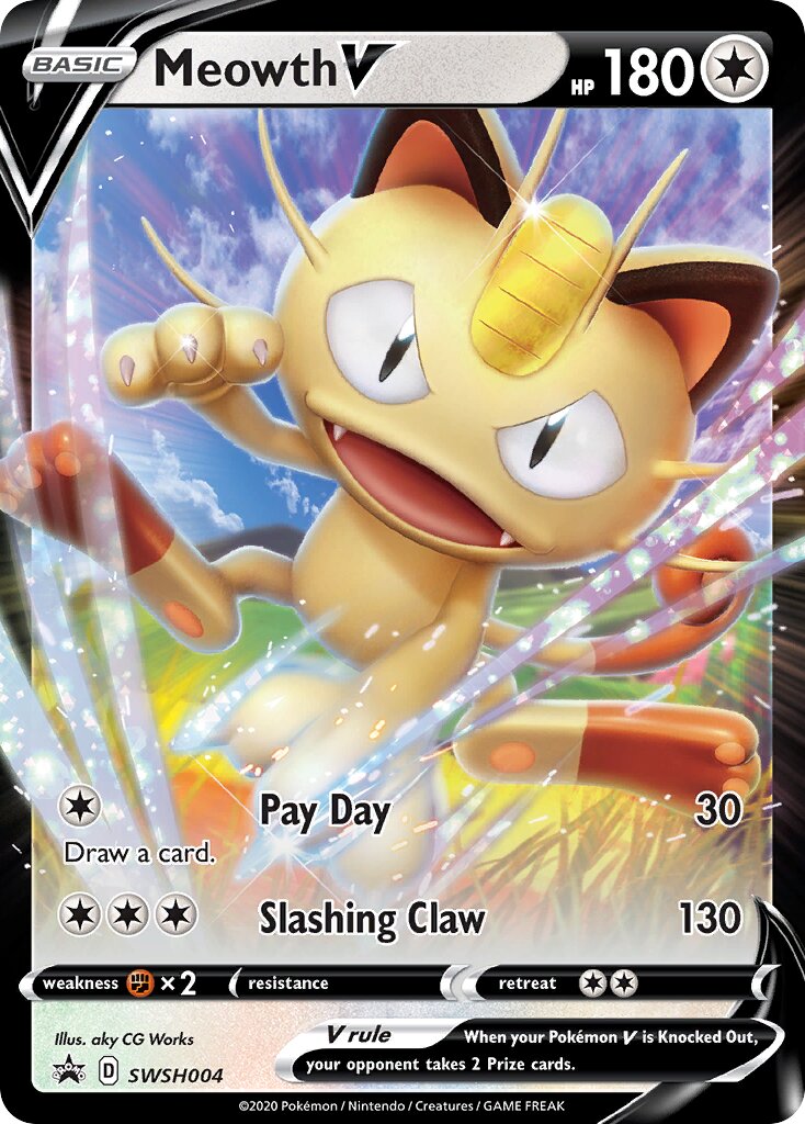 Meowth V - SWSH004 - Promo (Inglés Foil NM)