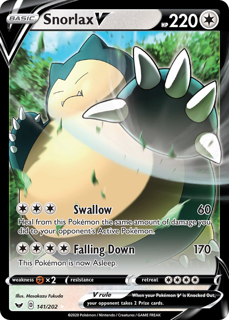 Snorlax V - 141/202 - Holo Rare V (Inglés Foil NM)