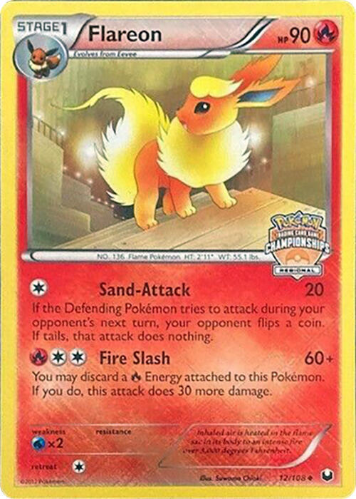 Flareon - 12/108 (Regional Championships) - 012/108 - Promo (Inglés Reverse Holo NM)