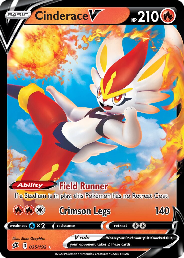 Cinderace V - 035/192 - Holo Rare V (Inglés Foil NM)