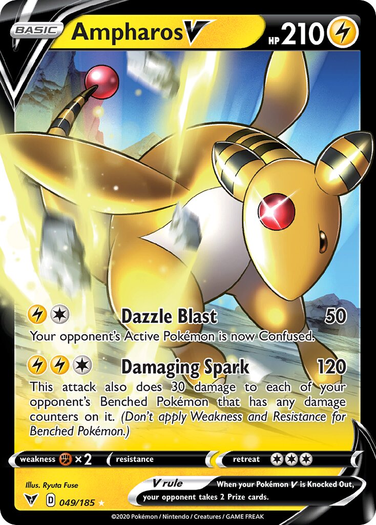 Ampharos V - 049/185 - Holo Rare V (Inglés Foil NM)