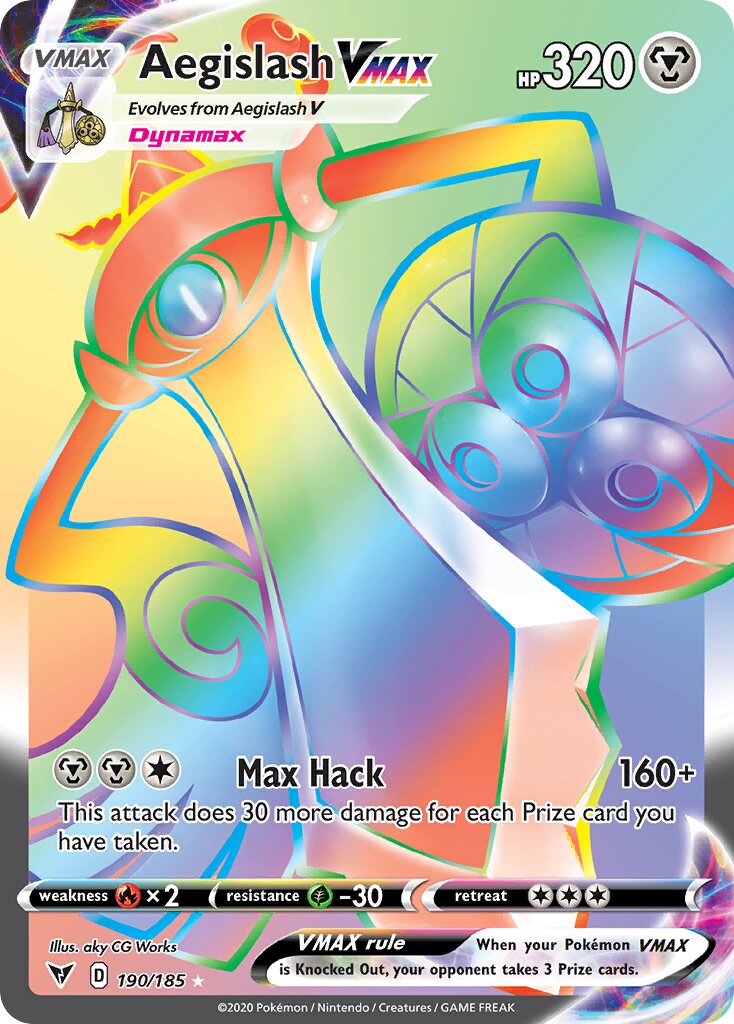 Aegislash VMAX - 190/185 - Rare Rainbow (Inglés Foil NM)