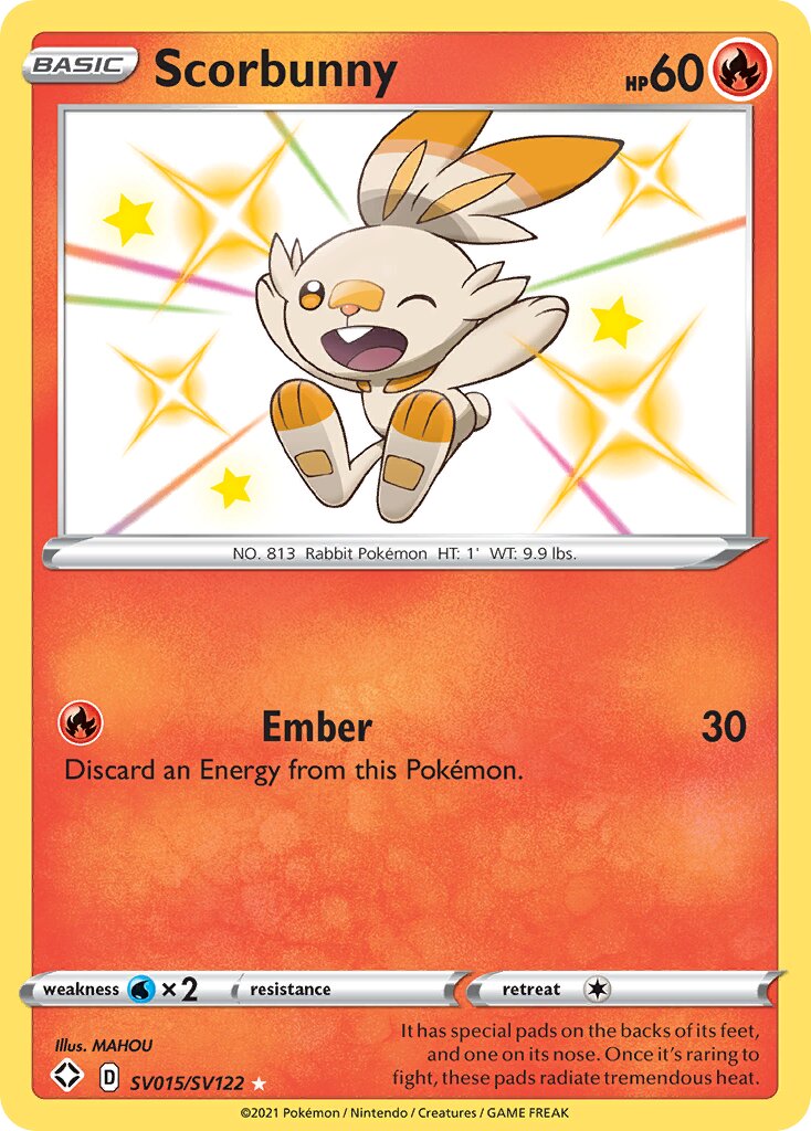 Scorbunny - SV015/SV122 - Rare Shiny (Inglés Foil NM)